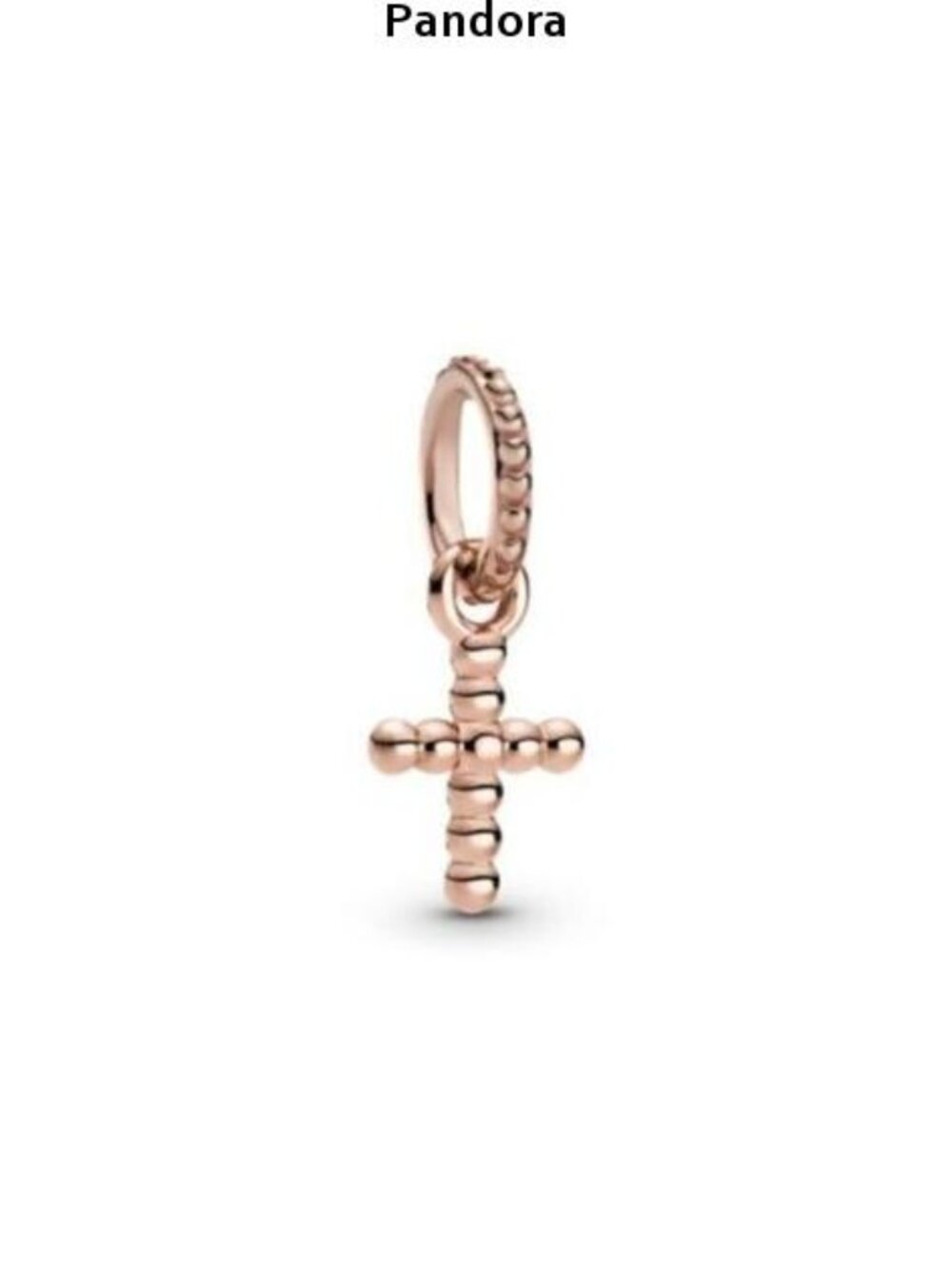 Pandora Rose Gold Beaded Cross Dangle Charm